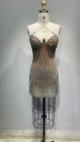 Hot Selling Sexy Hanging Neck Bra Bag Skirt Water Drill Twispy Dress Stage Performance Suit