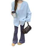 Autumn And Winter Wear Lazy Loose Knitted Coat Sweet Soft Waxy Warm Wind V Neck Cardigan Girl-Outfit