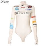 Elastic slippery Long-Sleeved Tight bodysuits 0-Neck leisure retro stretch Slim short jumpsuits 2019autumn bodysuit