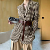 Lady Autumn Plaid Small Fragrance Coat Large Loose Temperament Woolen Suit Small Suit Thousand Birds Special Suit