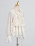 Sweet Dress Women's Spring 2025 New Flowers Spliced High-End Feeling With Lantern Sleeves Short
