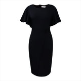 Leaves Sleeves Tight Banded Professional Solid Women's Dress African Large-Size