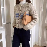 Retro Short Twist Cardigan Women's 2024 Autumn And Winter New Matching Color High Waist Fashionable Small Coat-Outfit