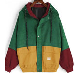 Loose Color Hooded Corduroy Overalls
