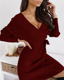 Off Shoulder Sweater Dress Women Backless Knitted Jumper Sexy Female Long Sleeve Spring Fall Elegant V Neck See Through