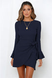 Fashion Autumn Small Horn Ruffled Long Sleeve Slim-fit Bow Elegant High-end