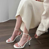 With Sandals Women 2025 New Summer Thin-Heeled White Dress Is Not Tired Of Popular High
