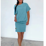 Summer Set Solid Round-Neck Short-Sleeved