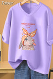 100% Cotton L-5XL T Shirt Plus Size Tshirt Short Sleeve Cartoon Women Top Summer Sweet Couple V Neck Oversized T