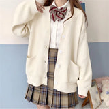 Style V-neck Sweater Knitted Cardigan Spring Autumn Cotton Sweater JK Uniform Multicolor Women's Wear Pull Femme