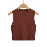 Summer New Top Sleeveless Short Knitted Vest Female