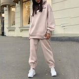 Printed Women's Tracksuit Hoodies Hooded Fleece Oversized Long Sleeve Suit 2 Piece Set Female 2021 Sport Pants Lady