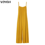 Rompers Women Jumpsuits 2021 Summer Sleeveless Playsuits Casual Ankle-Length Wide Leg Pants Vintage