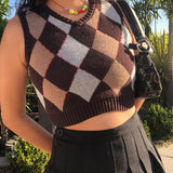 plaid stacking and outer sweater-Outfit
