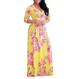 size S-5XL Elegant Women Robe Summer Printed Maxi Dress Fashion Sexy Boho Dress Tighten Waist Long Dresses Vestidos
