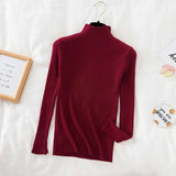 Casual Sweater Women 2021 Long Sleeve Ruffle Sweater Knitted Slim Korean Pullover Solid Bottoming Shirt All Match