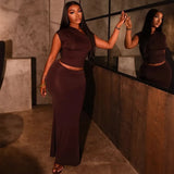 Summer New Solid Women's Wear Collar Umbilical Collar High-Waisted Hip Skirt