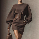 New Women's INS Burst Style Knitted Short-Sleeved Short-Sleeved