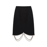 Black Patchwork Diamonds Skirt For Women High Waist Asymmetrical Mini Skirts Female Summer Fashion Clothing