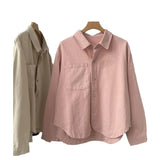 Atmosphere Retro Polo Collar Long-Sleeved Shirt 2025 New Women's Single-Docket Jacket
