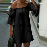 Celmia Cotton Sexy Off Shoulder Robes Solid Color Women Party Vestidos Pleats 2022 Summer Mini Dress Short Puff Sleeve