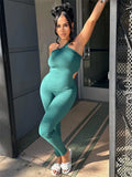 Fall Sexy Solid Bodycon Jumpsuit Fall Outfit For Women 2023 Single Camis Sports One Pieces Female Elastic