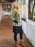 Coat Woman Jacket Plaid Patchwork Jacket Female Open Stitch Spring Autumn Long Sleeve Coat Women Jackets