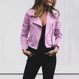 Winter Autumn Motorcycle Leather Jackets Yellow Leather Jacket Women Leather Coat Slim PU Jacket Leather