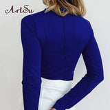 Autumn Casual Fashion Basic Women's Tops Long Sleeve Elegant Mock Neck Slim Top Tees Streetwear Solid