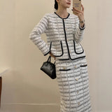 And Winter Solid Color Round Collar Open Fork Sweater Set Women's Loose Knitting Tops Broad Leg Pants Two