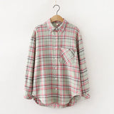 Cotton Plaid Shirt Women 2020 Autumn New Long Sleev Blouse Loose Tops and Blouses Office Style Ladies Clothes