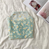 Autumn Women Casual Mesh Pattern Daisy Flower Printed Blouse Tops Girls Mesh Shirts See Through Shirt For