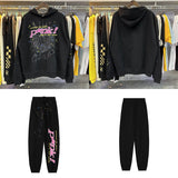 55555 Hip Hop Printed Letter Cobweb Hoodie Hoodie Couple Style Hoodie Trend-Outfit