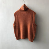 Women's Solid Color High Neck Sleeveless Sweater 2022 Autumn Knitted
