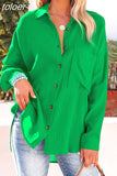 Spring Green Button Up Shirts Women Cotton Long Sleeve Blouses Korean Office Lady Blouse Summer Basic White Blue Tops