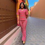 POLO Shirt With Striped Horn Pants Summer New Knitting Suit