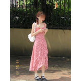 Windy Sister Summer Girl Feeling Sweet Lotus Leaf Side Atmosphere Irregular Casual Opening Slings Long