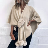 Women's Shawl Cape Coat Irregular Kintting Cloak Sweater Women Loose Pullovers Autumn Winter Oversized Warm Pancho