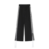Harajuku Wide Leg Pants for Women Fashion Bandage Bow Straight Pantalon Femme High Waist Casual Streetwear Y2k Trousers-Outfit