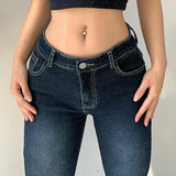 Women's Wear Ins Street Network Celebrity Hot Girl Style Low Waist Shows Thin Slightly Spicy Jeans-Outfit