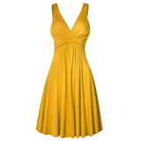 Suspension V-Neck Commuting Mid-Rise Mid-Rise Dress Solid-Colored
