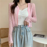 Knitted Cardigan Women Wear Air-Conditioned Sweaters In Summer 2023 New Style Design Minority Short Style Clothes-Outfit