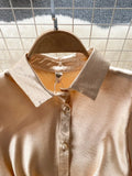 Chic Women Satin Dress 2023 Fashion Spring Summer Turn-down Collar Long Sleeve Buttons Ruched Mini Bodycon Party