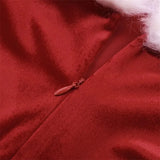 Miss Claus Dress Women Christmas Fancy Party Sexy Santa Off Shoulder Outfits Warm Ladies Velvet A-Line Short Dress-Outfit