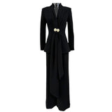 Star Fashion New Folding Collar Blazer Jacket + Straight Trousers Set Two-Piece