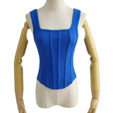 Women Green Irregular Shaped Tank Tops New Square Collar Sleeveless Personality Fashion Tide Spring Summer 2023