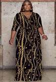 Plus Size Print Wrap Long Maxi Dress with Matching