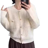 Autumn Knitted Cardigan Women's Coat Furry Sweater Red Advanced Sense Temperament Retro French Dress Tide-Outfit