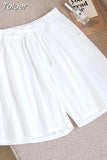Women Cotton Linen Shorts Summer Solid All Match Loose Wide Leg Pants Korean Fashion Casual Female Y2K Shorts
