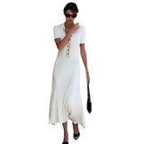 Summer New Women's Pure Color Collar Simple Long